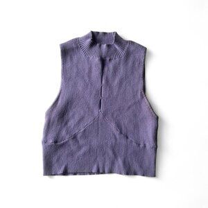 Purple Knit Cropped Sweater Vest